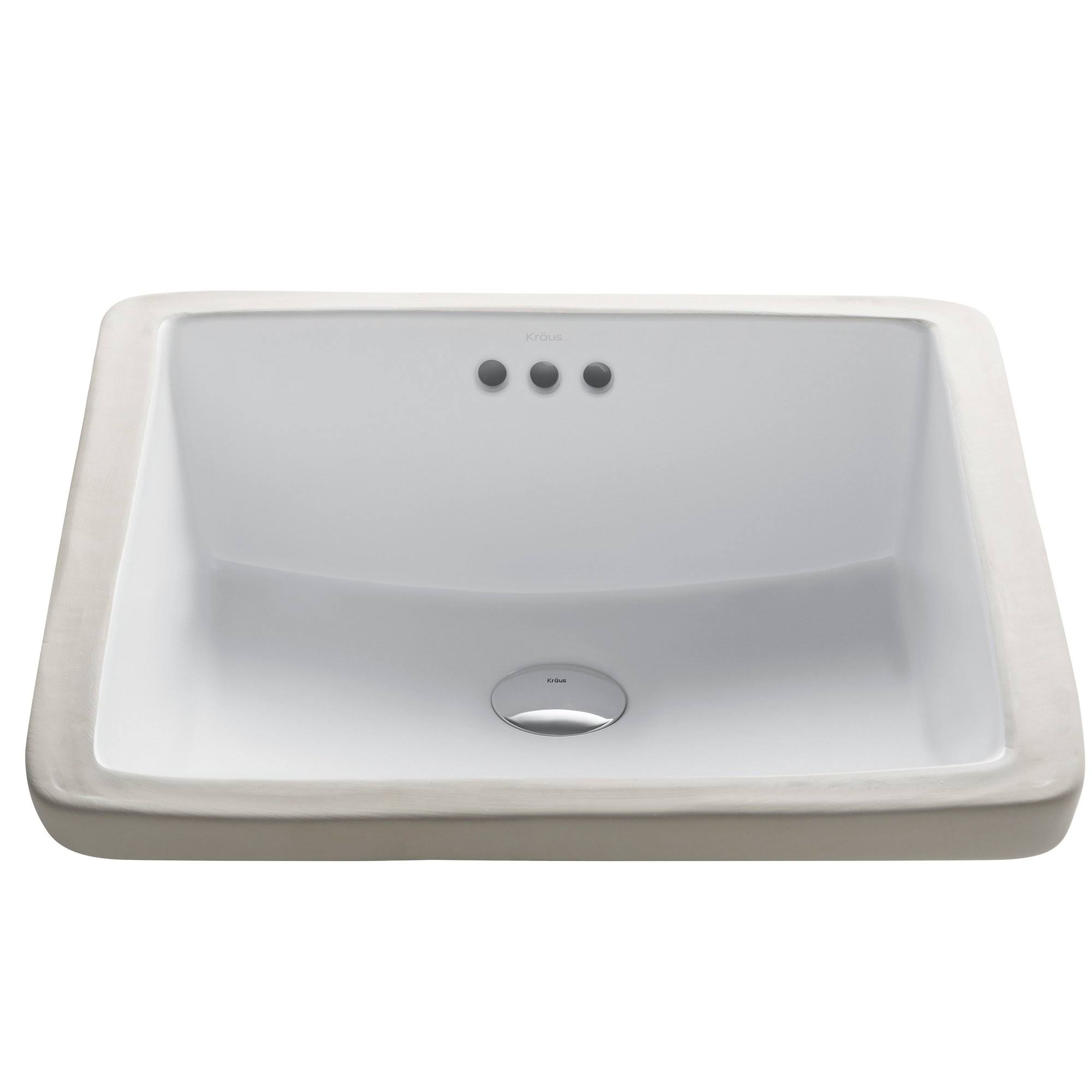 Kraus KCU-231 Elavo Square Ceramic Undermount Bathroom Sink with Overflow - White