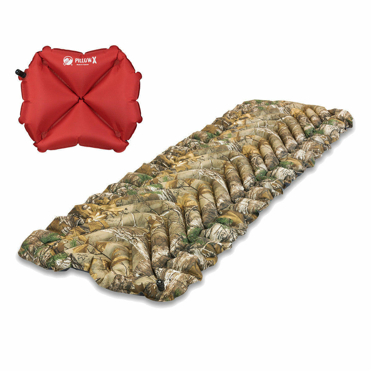 Klymit Static V Realtree Xtra Camo Sleeping Pad Travel Mat w/ Pillow x Red