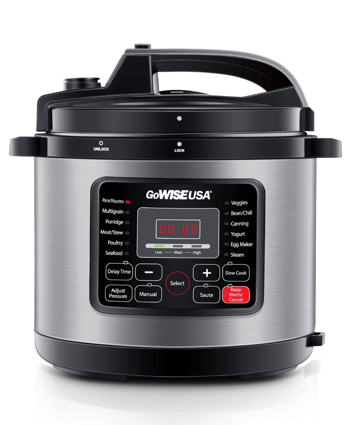 GoWISE USA Electric Pressure Cooker/12.5 qt/Stainless Steel