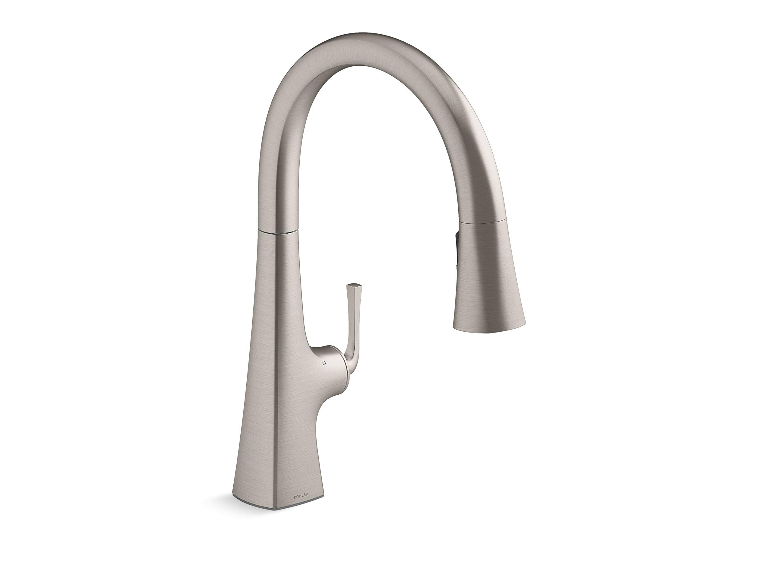 Kohler K-22068-VS Graze Touchless Pull-Down Kitchen Sink Faucet with Three-Function Sprayhead Vibrant Stainless
