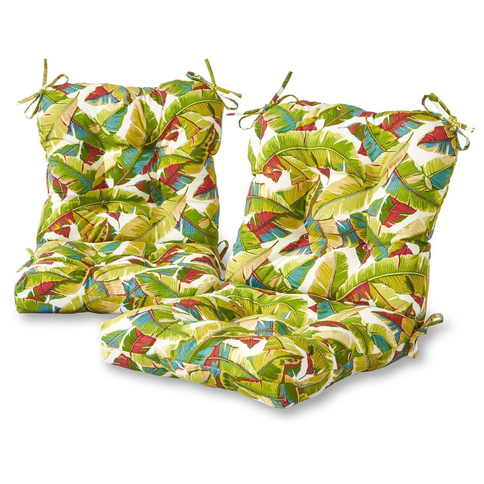 Greendale Home Fashions Palm Leaves Outdoor Chair CUSHION, Set of 2,