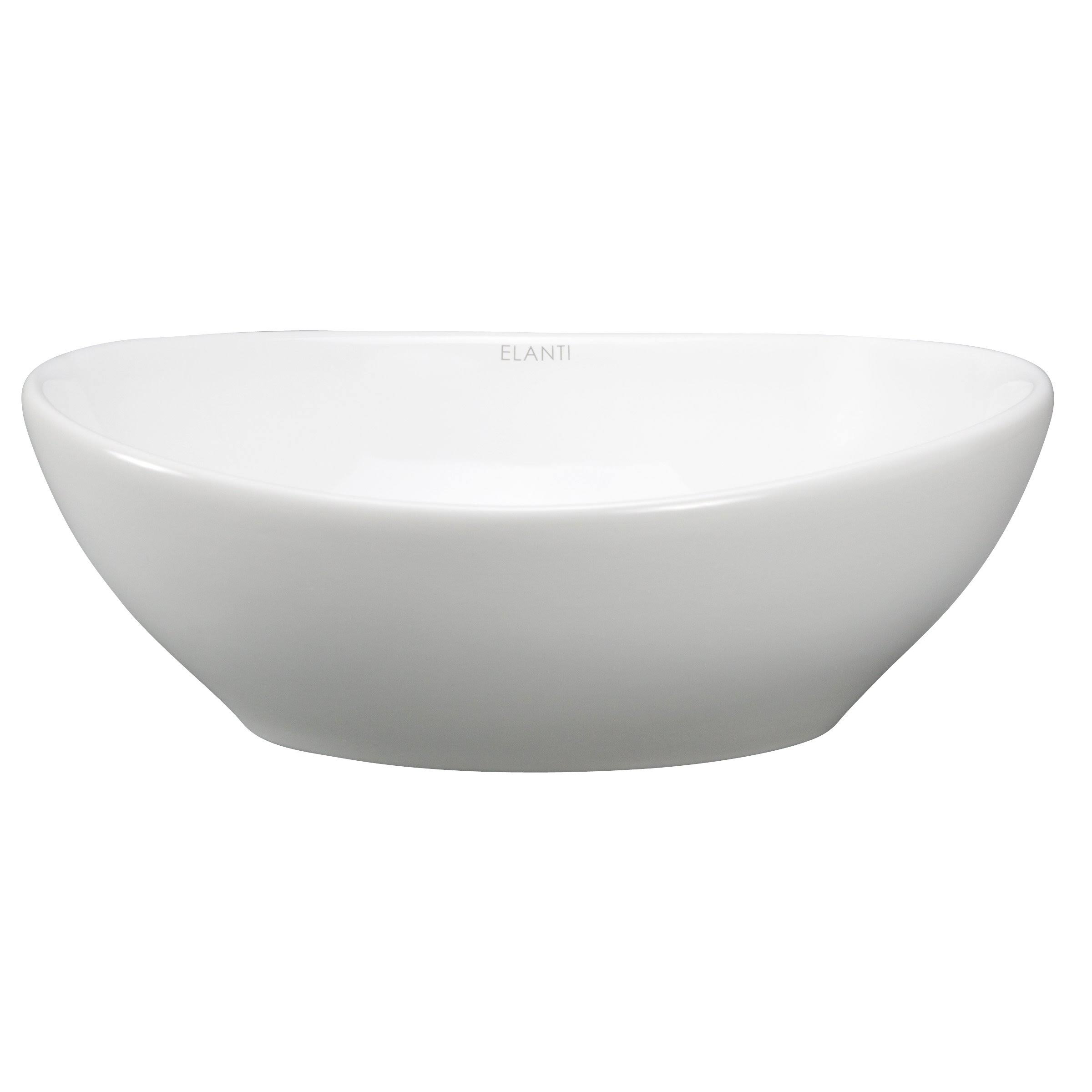 Elite Sinks EC9838 Porcelain Vessel Oval Deep Bowl Sink, White