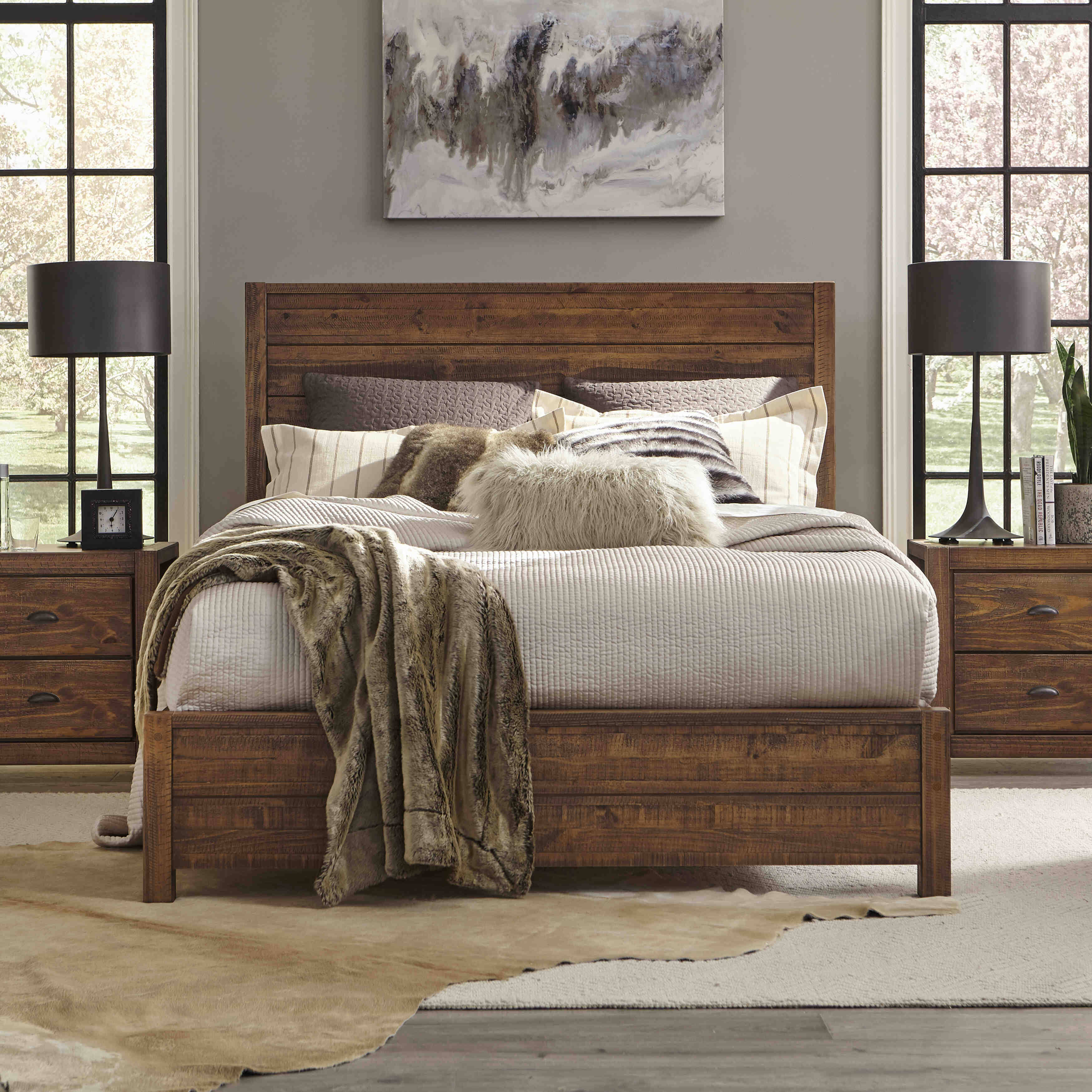 Grain Wood Furniture Montauk Full size Solid Wood Panel Bed, Brown