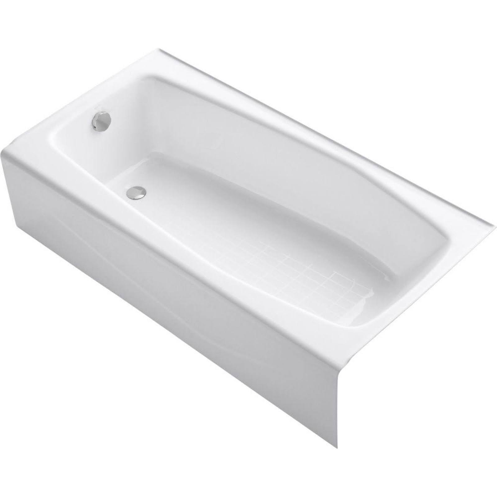 Kohler K-715-0 Villager 60x22 x 30x22 Alcove Bath with Integral Apron and Left-Hand Drain White
