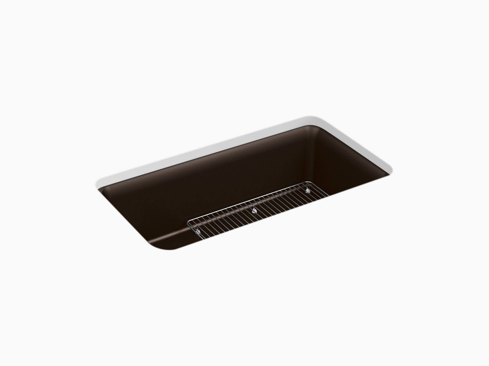 Kohler K-8206-CM2 Cairn Matte Brown 33-1/2x22 x 18-5/16x22 Undermount Single Bowl Kitchen Sink with Sink Rack