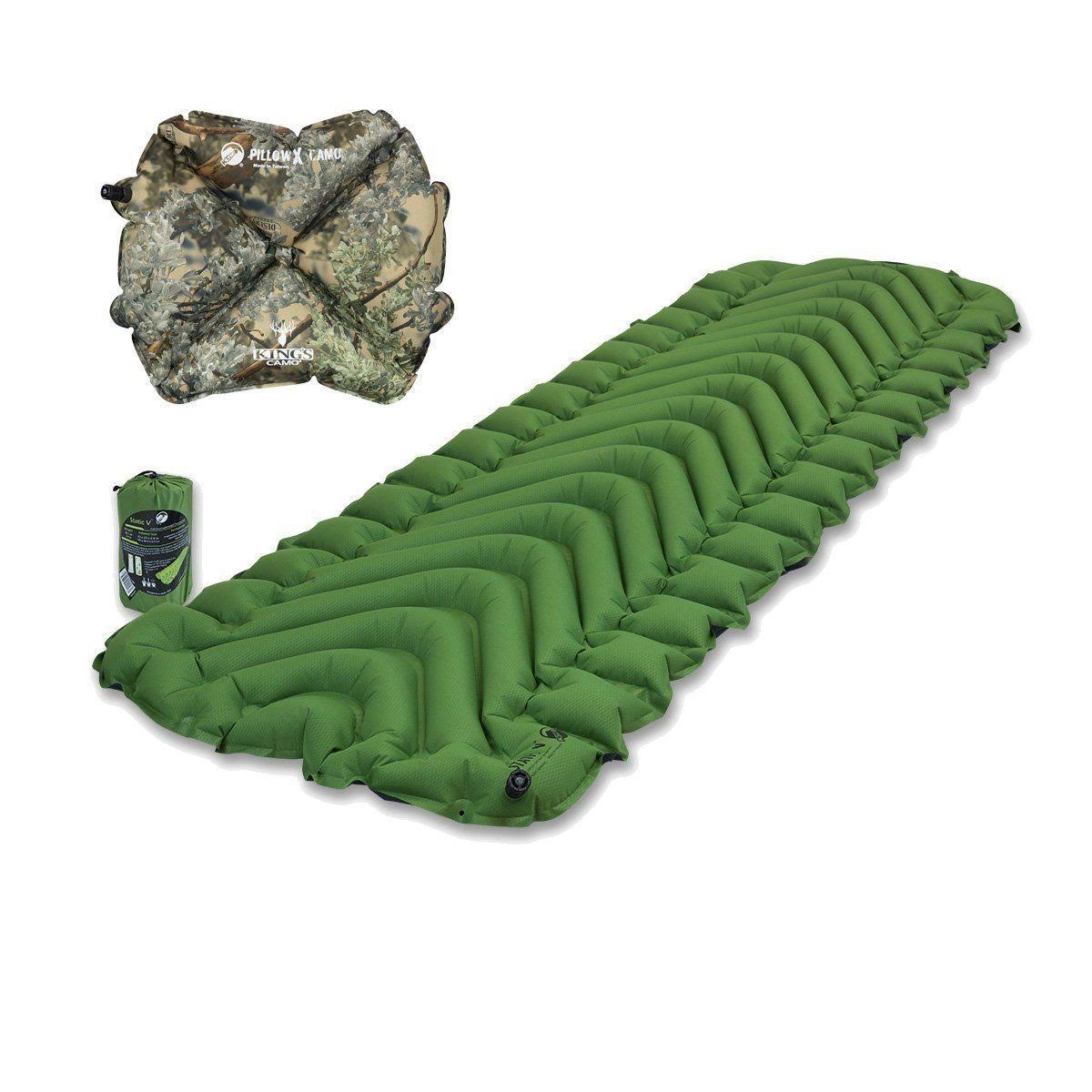 Klymit Static V Green Sleeping Pad Travel Mat w/ Pillow x King&s Camo Desert