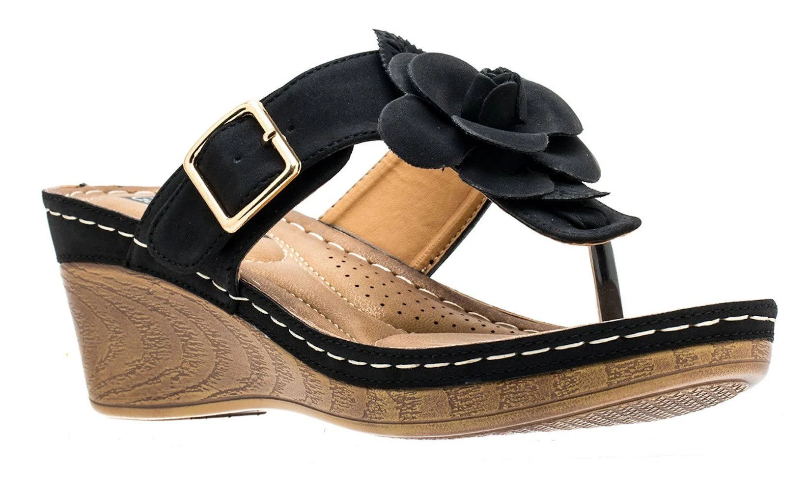 GC Shoes Flora Wedge Sandal - Black