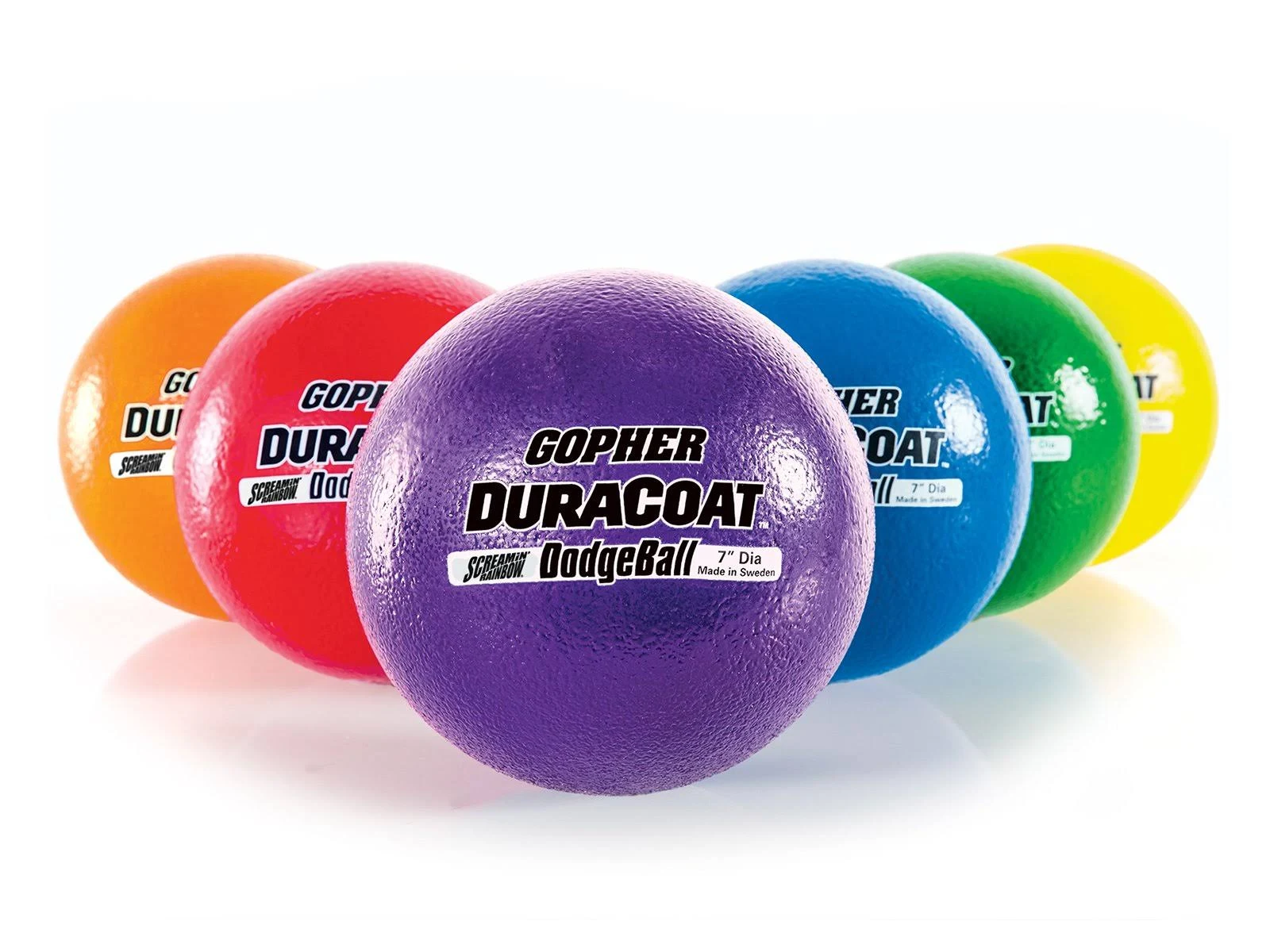 Gopher Duracoat Foam Dodgeballs - Screamin& Rainbow 7x22 Diameter