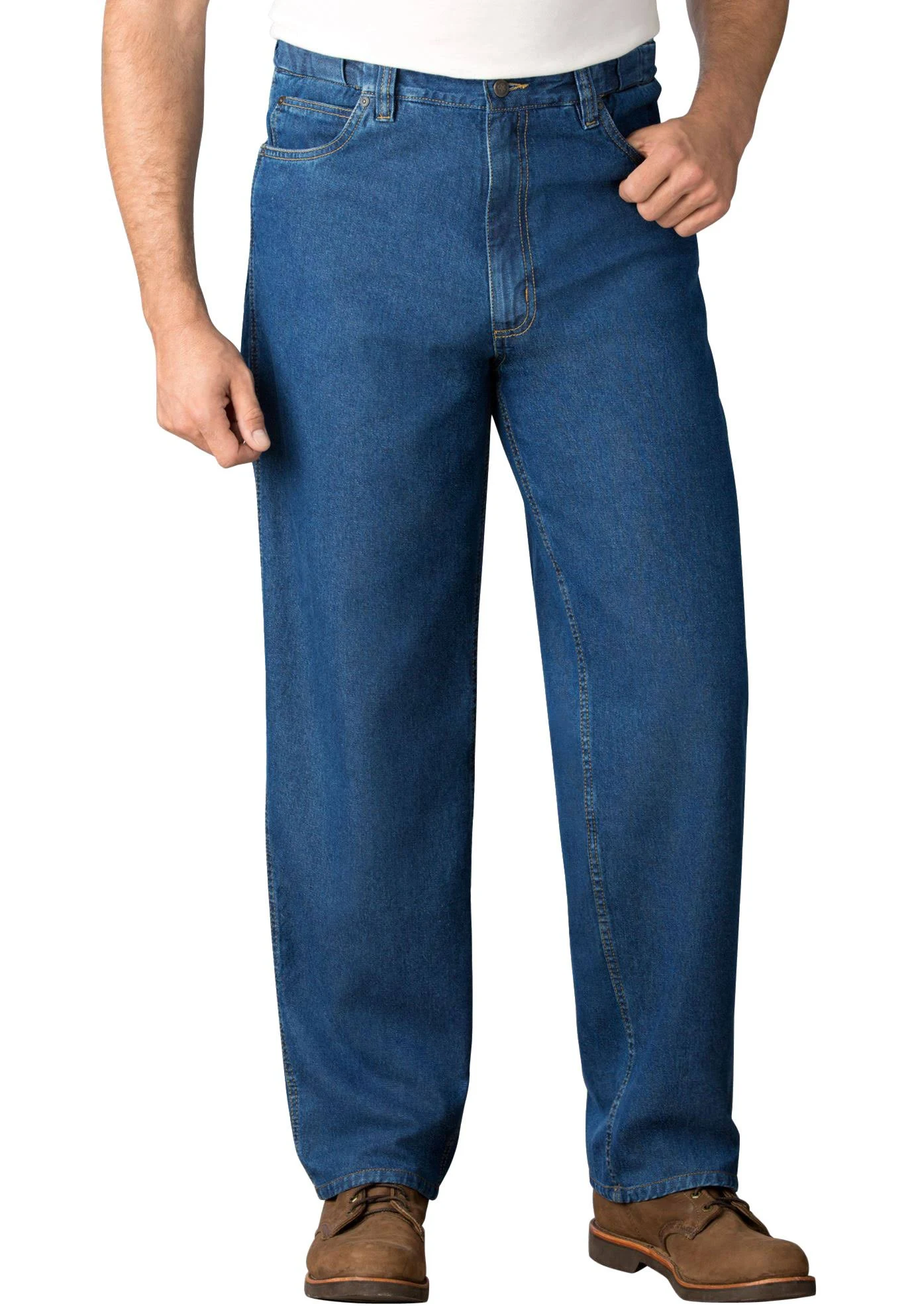 Men&s Big u0026 Tall Expandable Waist Relaxed Fit Jeans by KingSize in Stonewash (Size 44 40)