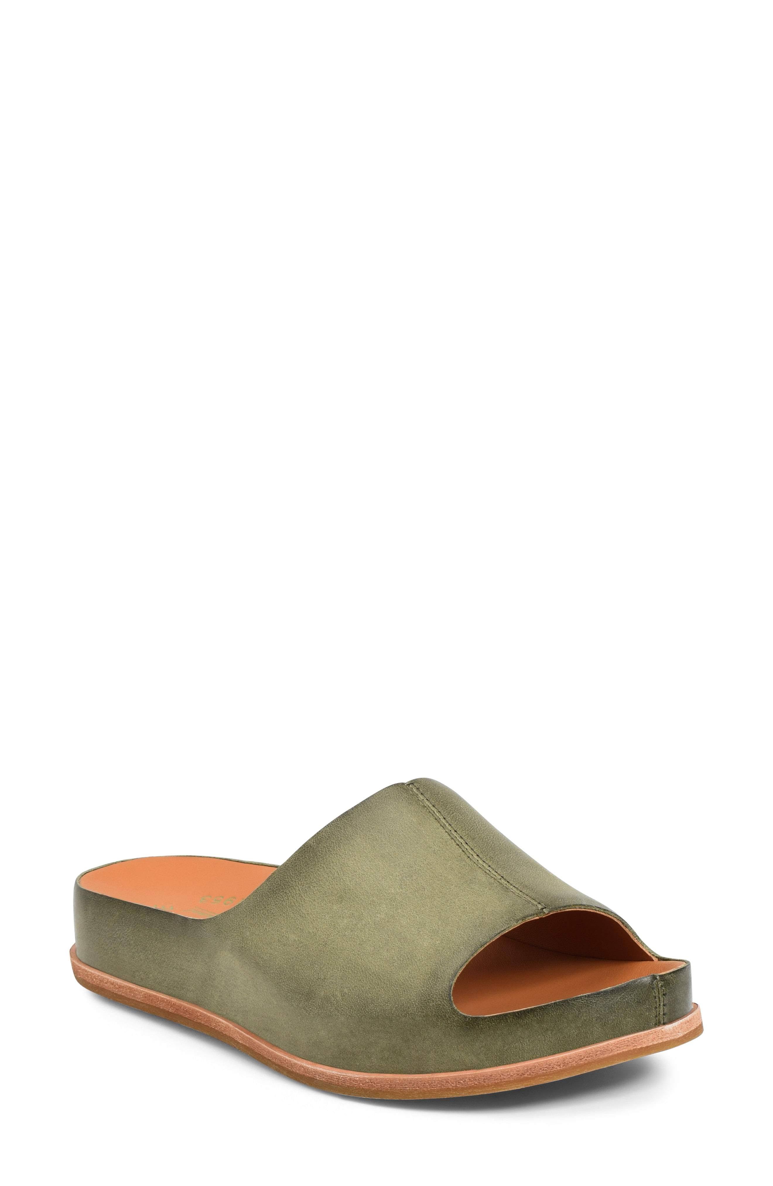Kork-Ease Tutsi Leather Slide Sandals - 9 - Green