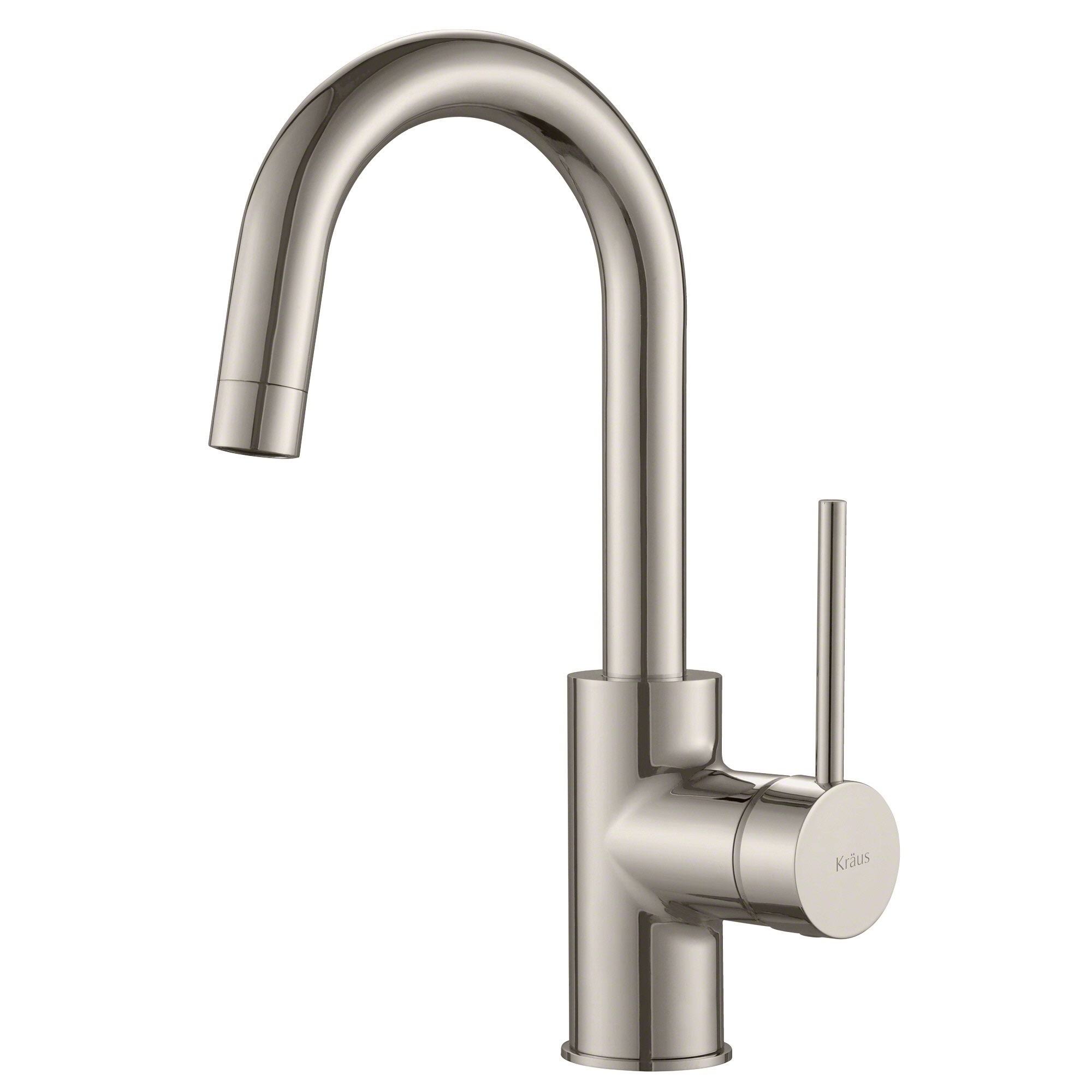 Kraus Spot Free Oletto Single Handle Kitchen Bar Faucet, Stainless Steel