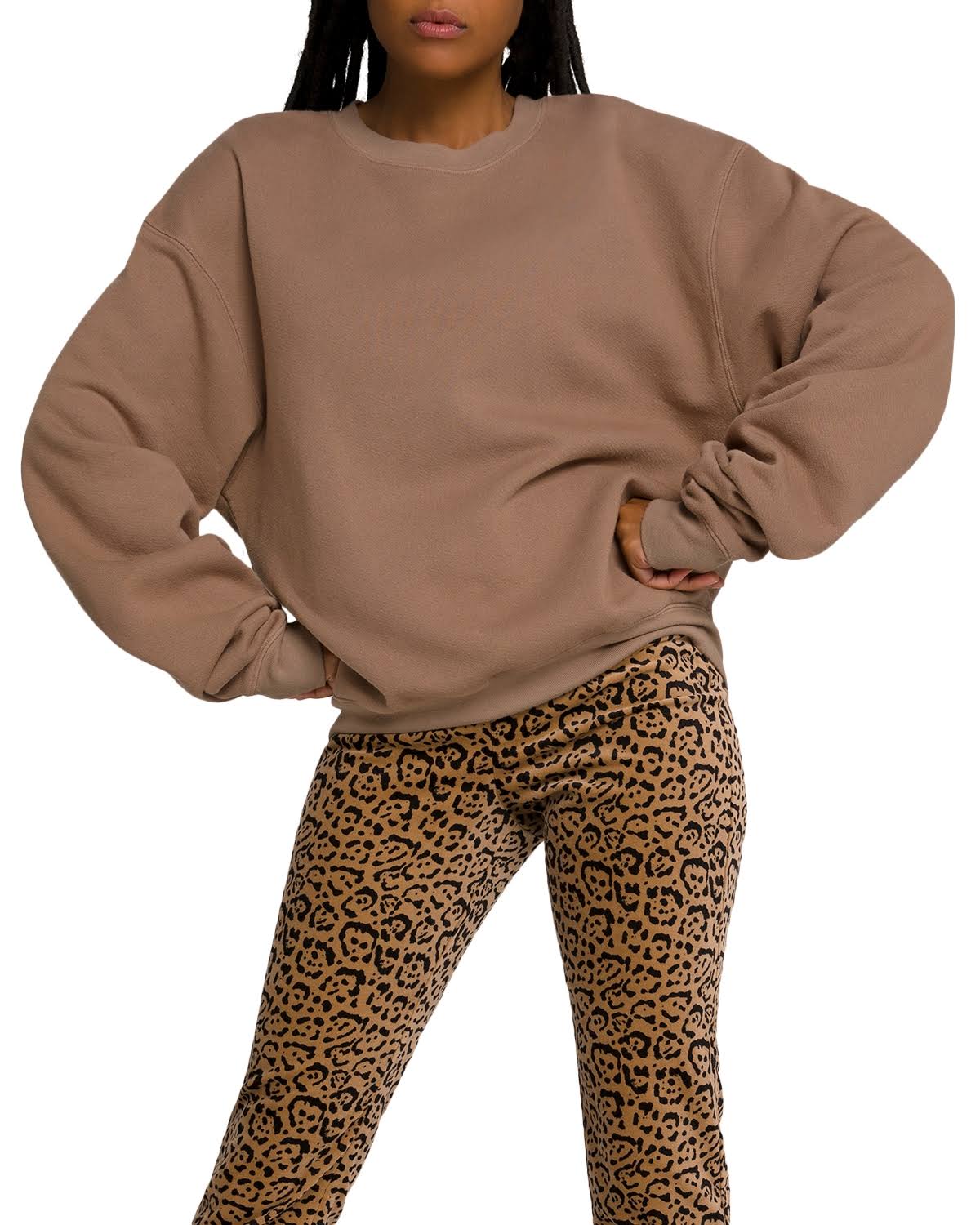 Good American Women&s Boyfriend Sweatshirt - Brown - Size 6/XXXL - Putty