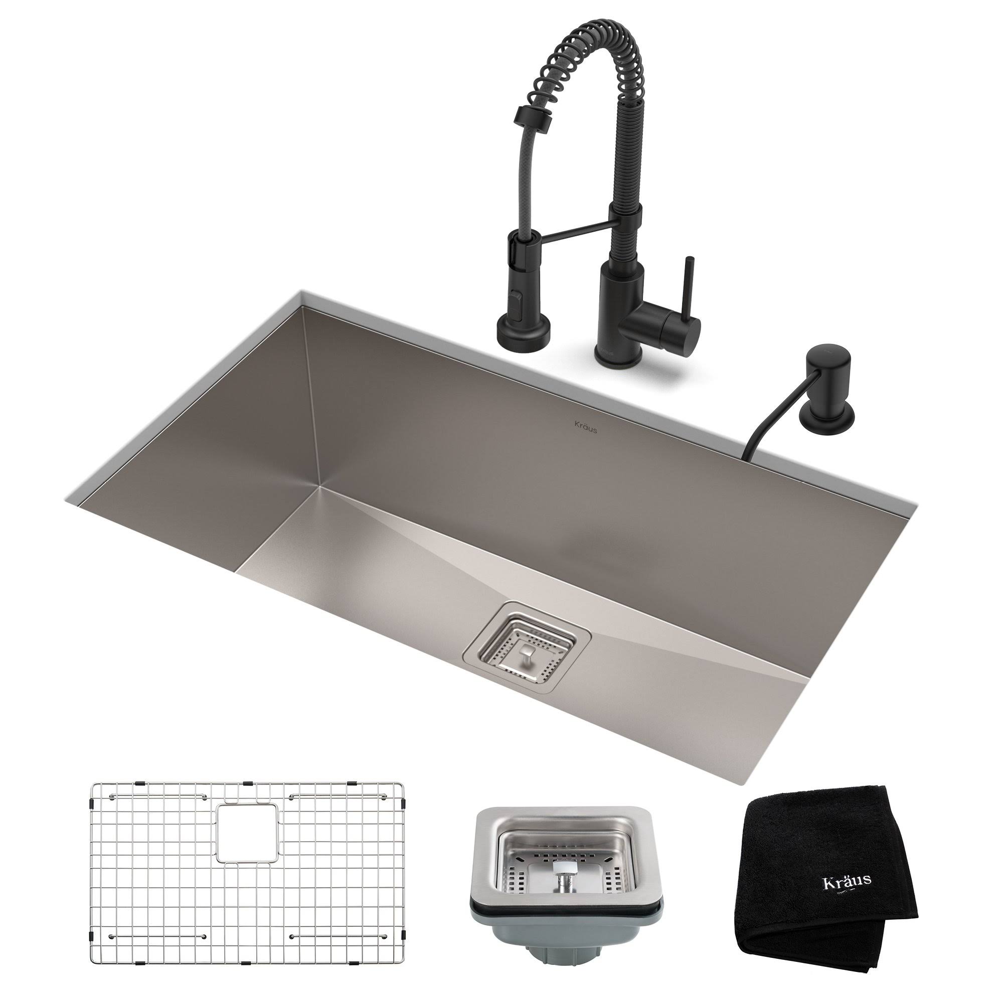 Kraus Pax 32x22 Undermount Kitchen Sink + Faucet Combo - Stainless Steel/Chrome