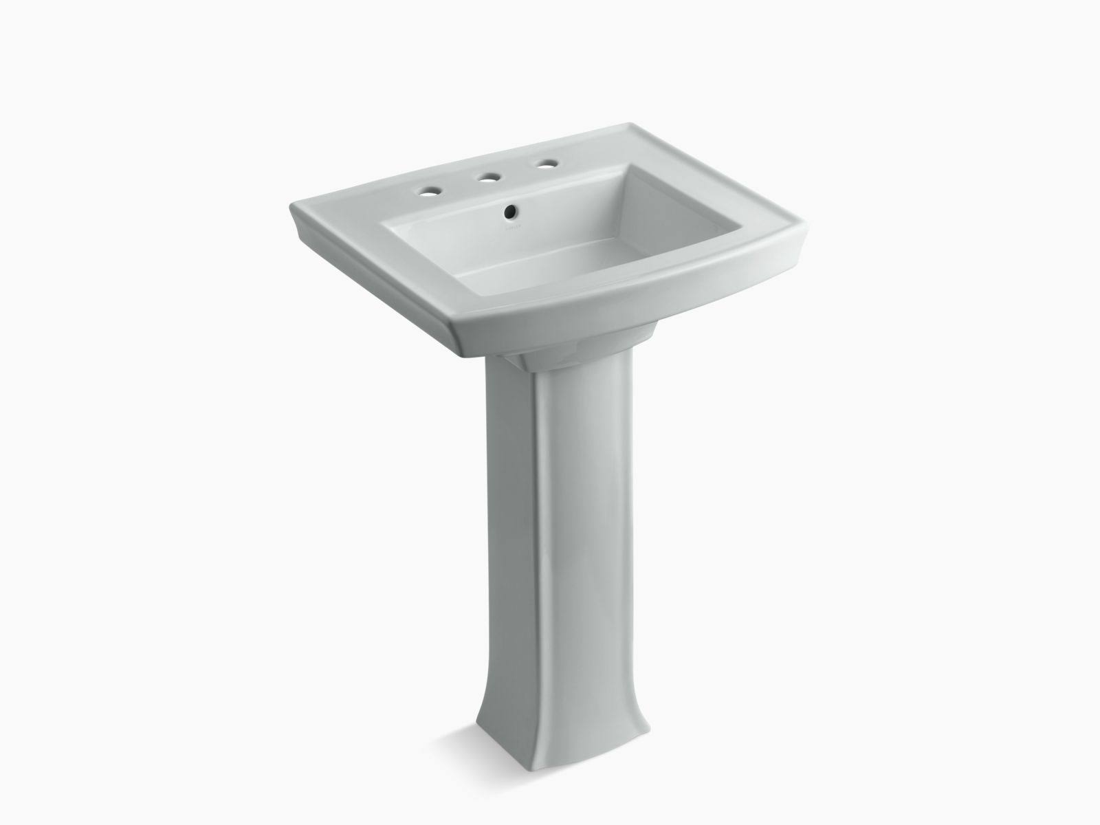 Kohler K-2359-8-95 Archer Pedestal Bathroom Sink with 8x22 Centers, Ice Grey