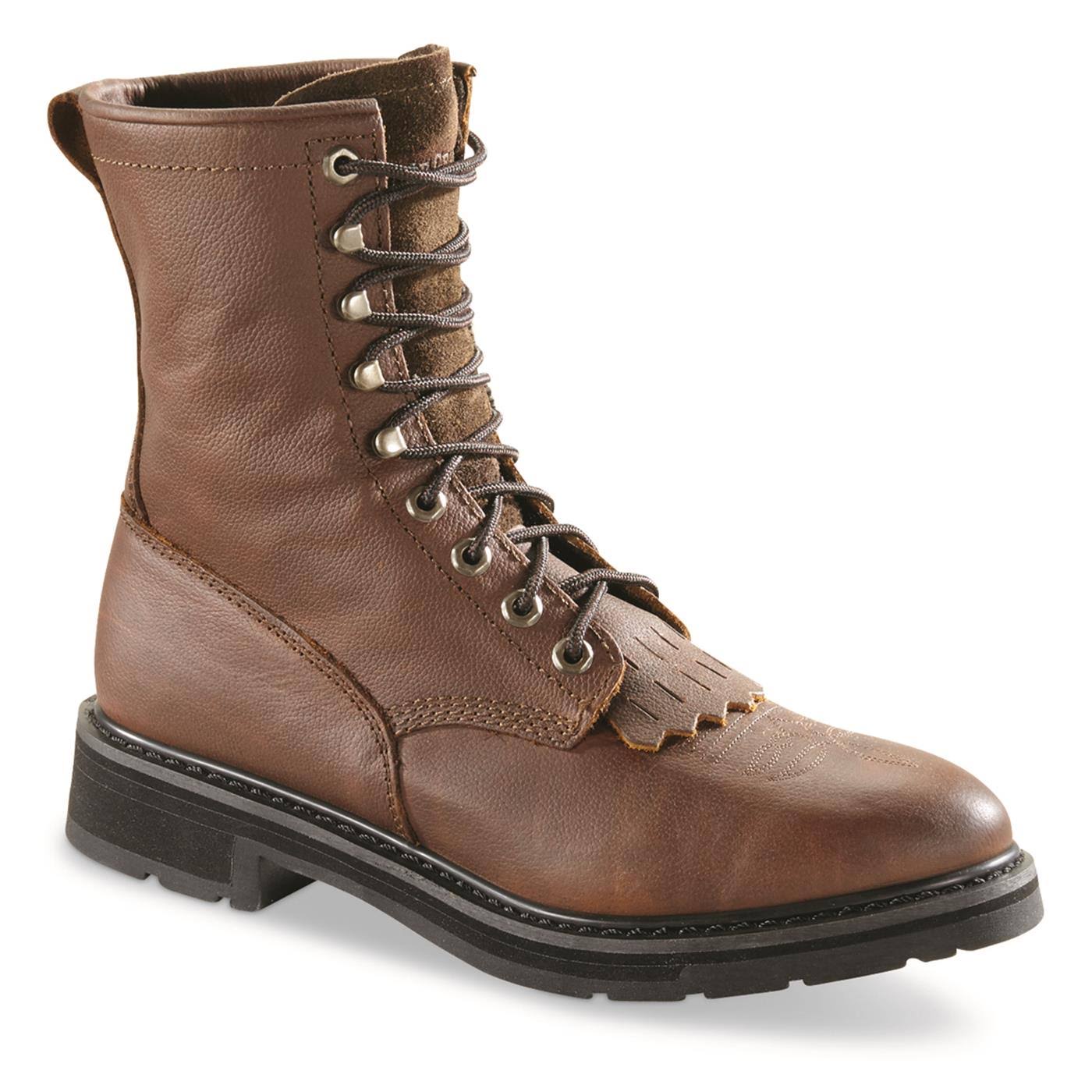 Guide Gear Men&s Round Toe Kiltie Work Boots, Male, 9.5D, Brown