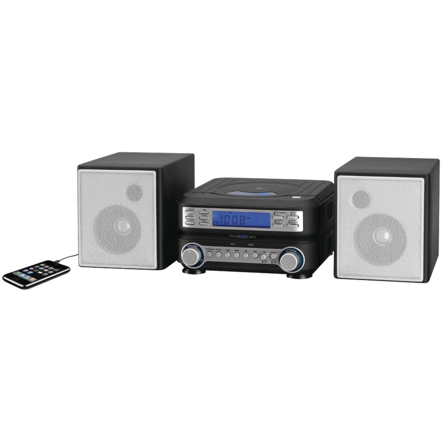 GPX Hc221b Compact CD Player Stereo Home Music System with AM/ FM Tuner