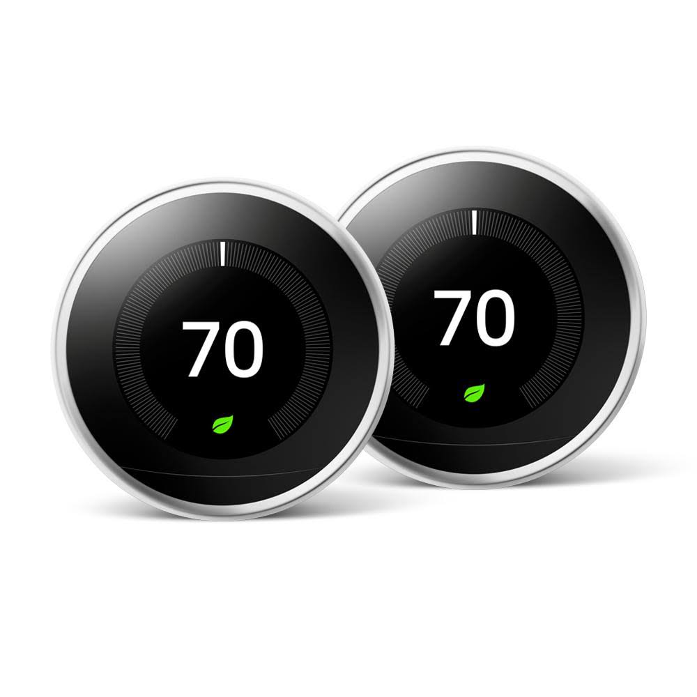 Google Nest Learning Thermostat 3rd Gen in Polished Steel (2-Pack) - Home Depot Exclusive