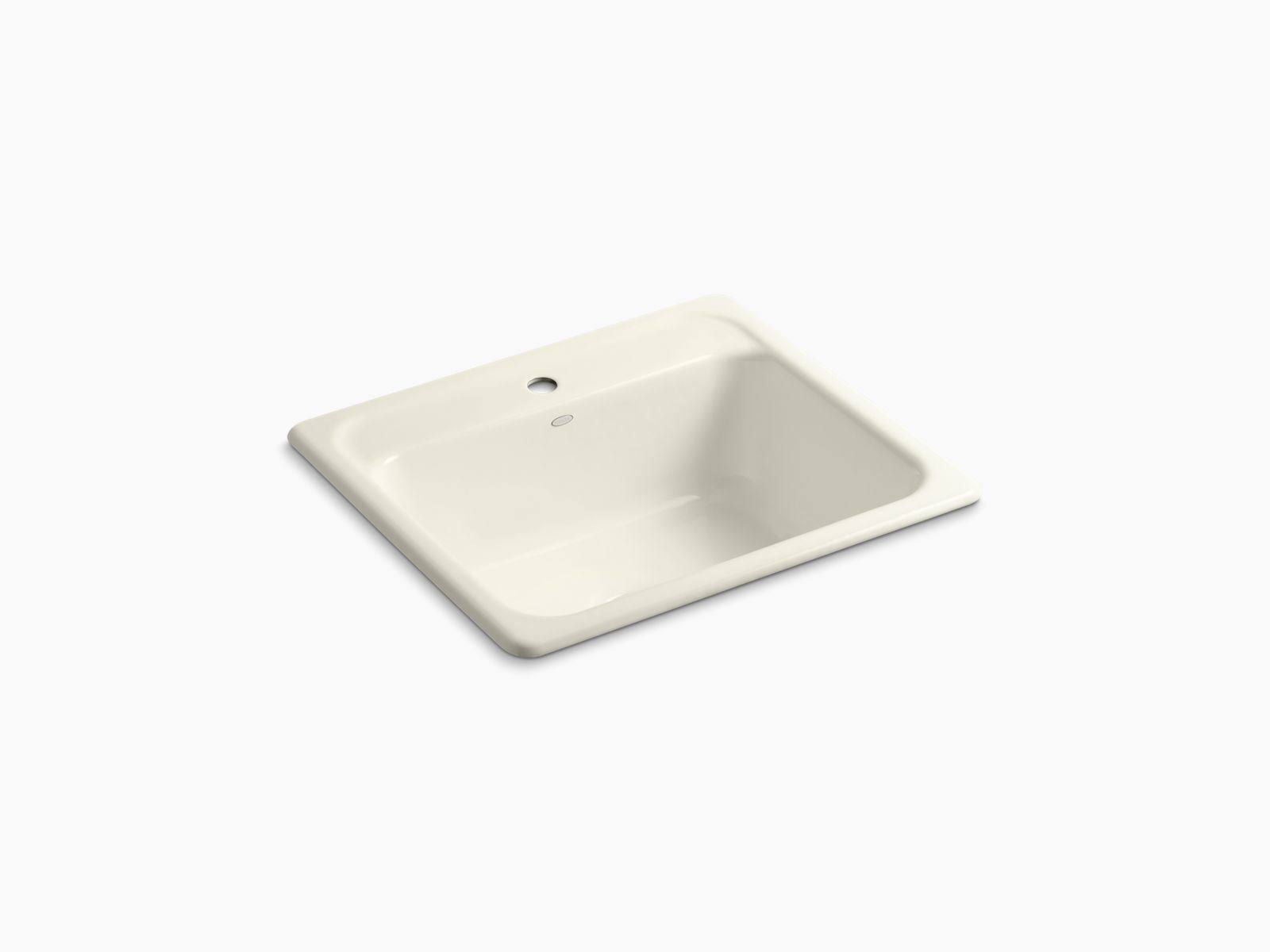 KOHLER K-5964-1-96 Mayfield Top-Mount Single-Bowl Kitchen Sink with Single Faucet Hole, Biscuit