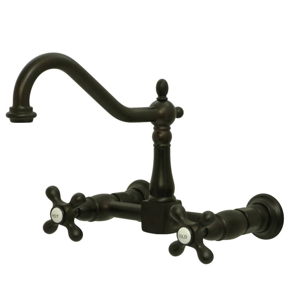 Kingston Brass KS1245AX Heritage 8 in. Wall Mount Kitchen Faucet, Oil Rubbed Bronze