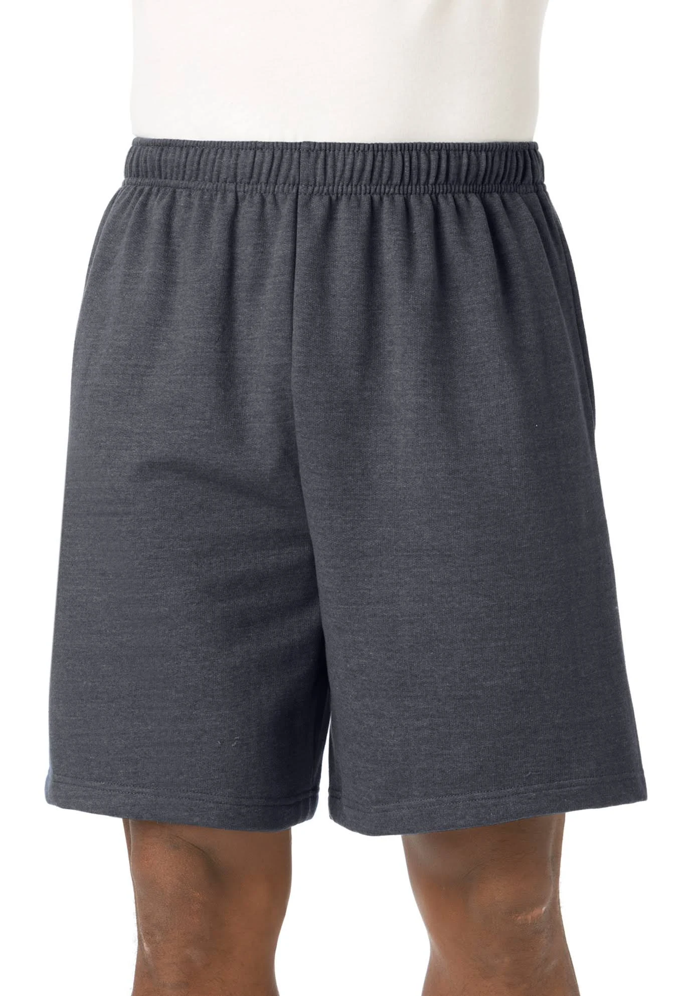 Men&s Big u0026 Tall Comfort Fleece Shorts by KingSize in Heather Charcoal (Size XL)