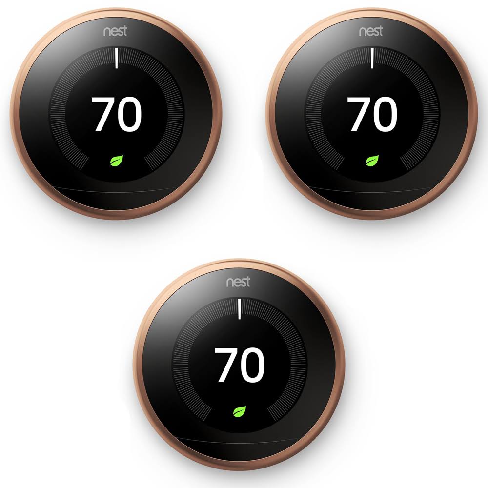 Nest Learning Thermostat 3rd Gen Copper 3 Pack (T3021US)