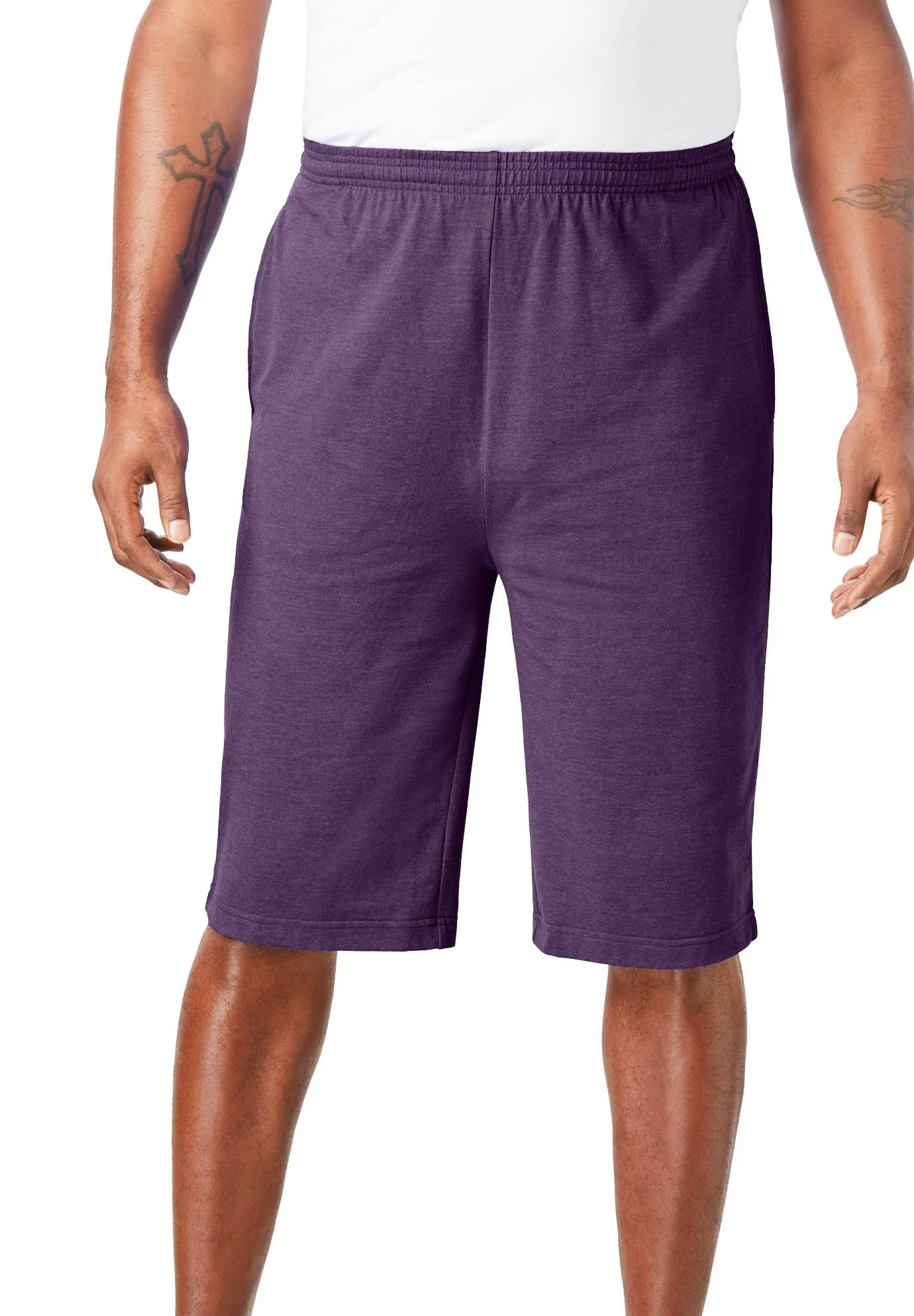 Men&s Big u0026 Tall Lightweight Extra Long Shorts by KingSize in Heather Purple (Size XL)