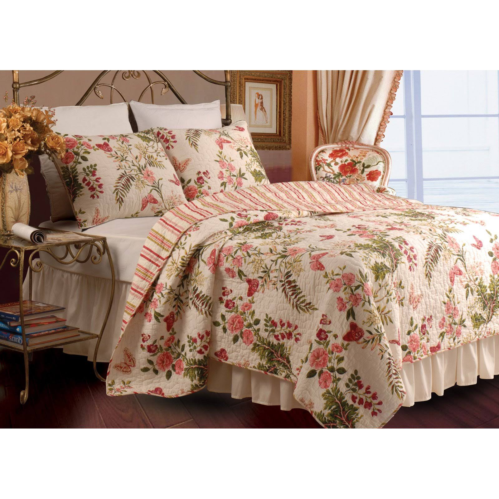 Greenland Home Fashions Butterflies Quilt Set, King