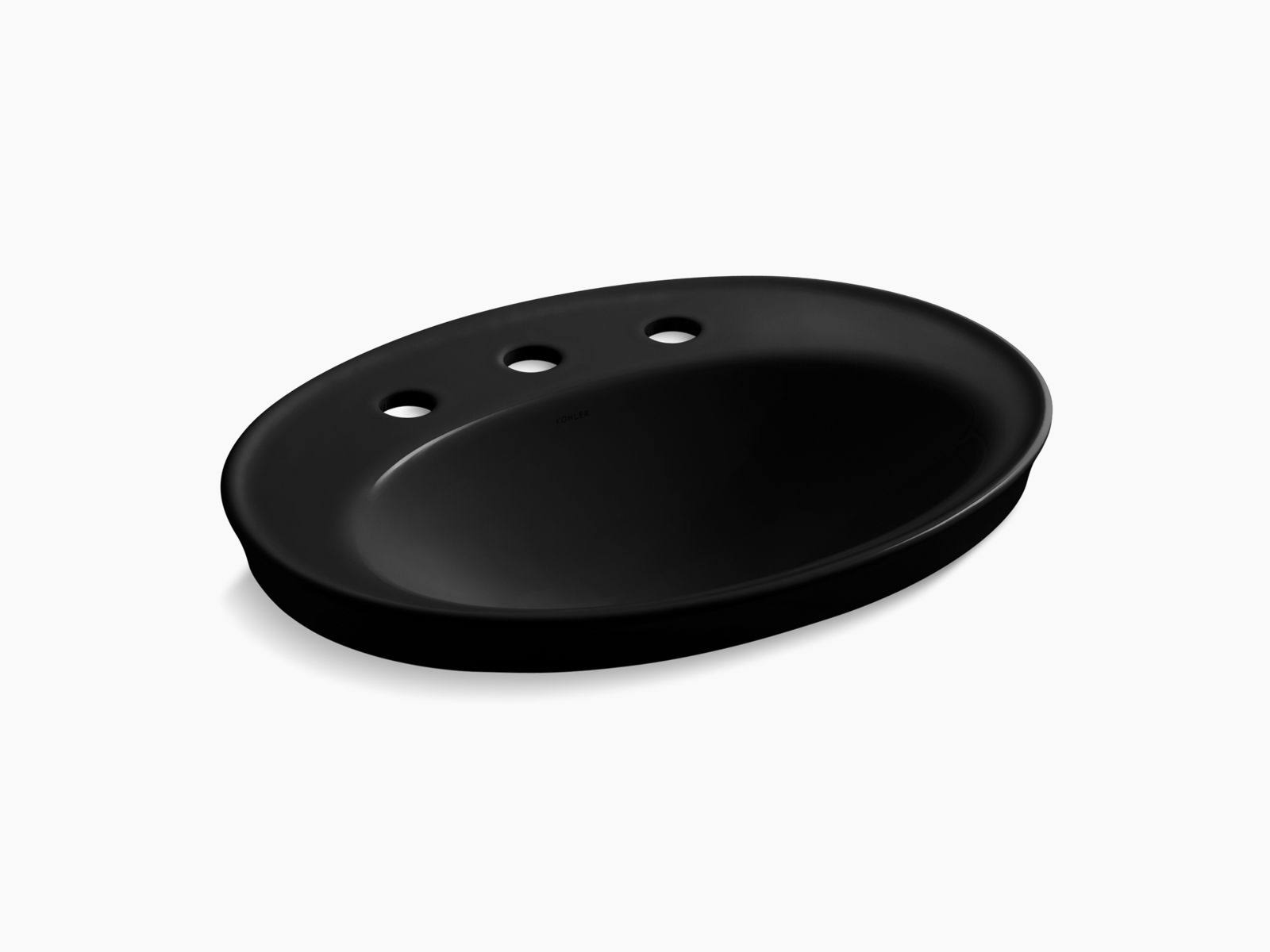Kohler K-2075-8-7 Serif Drop-in Bathroom Sink with 8x22 Widespread Faucet Holes, Black