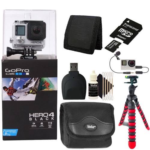GoPro Hero4 Black Edition Camera with Microphone and 16GB Top Accessory Kit