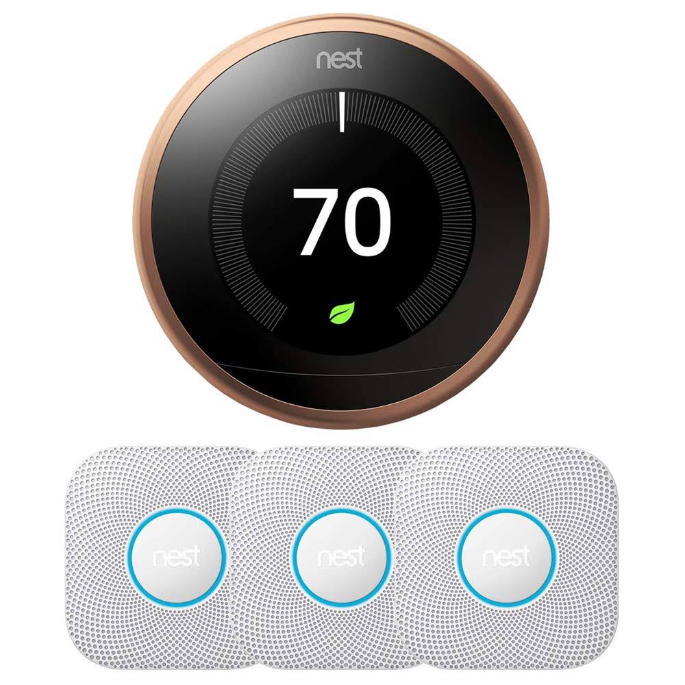 Nest Learning Thermostat 3rd Gen (Copper) w/ 3-Pack Nest Protect