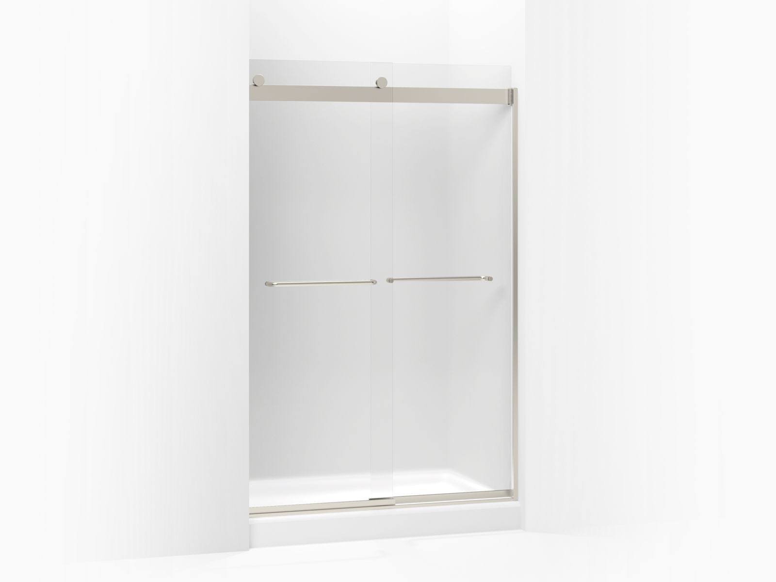 KOHLER K-706014-D3-MX Levity Sliding Shower Door, 74x22 H X 44-5/8 - 47-5/8x22 W, with 1/4x22 Thick Frosted Glass and Towel Bars