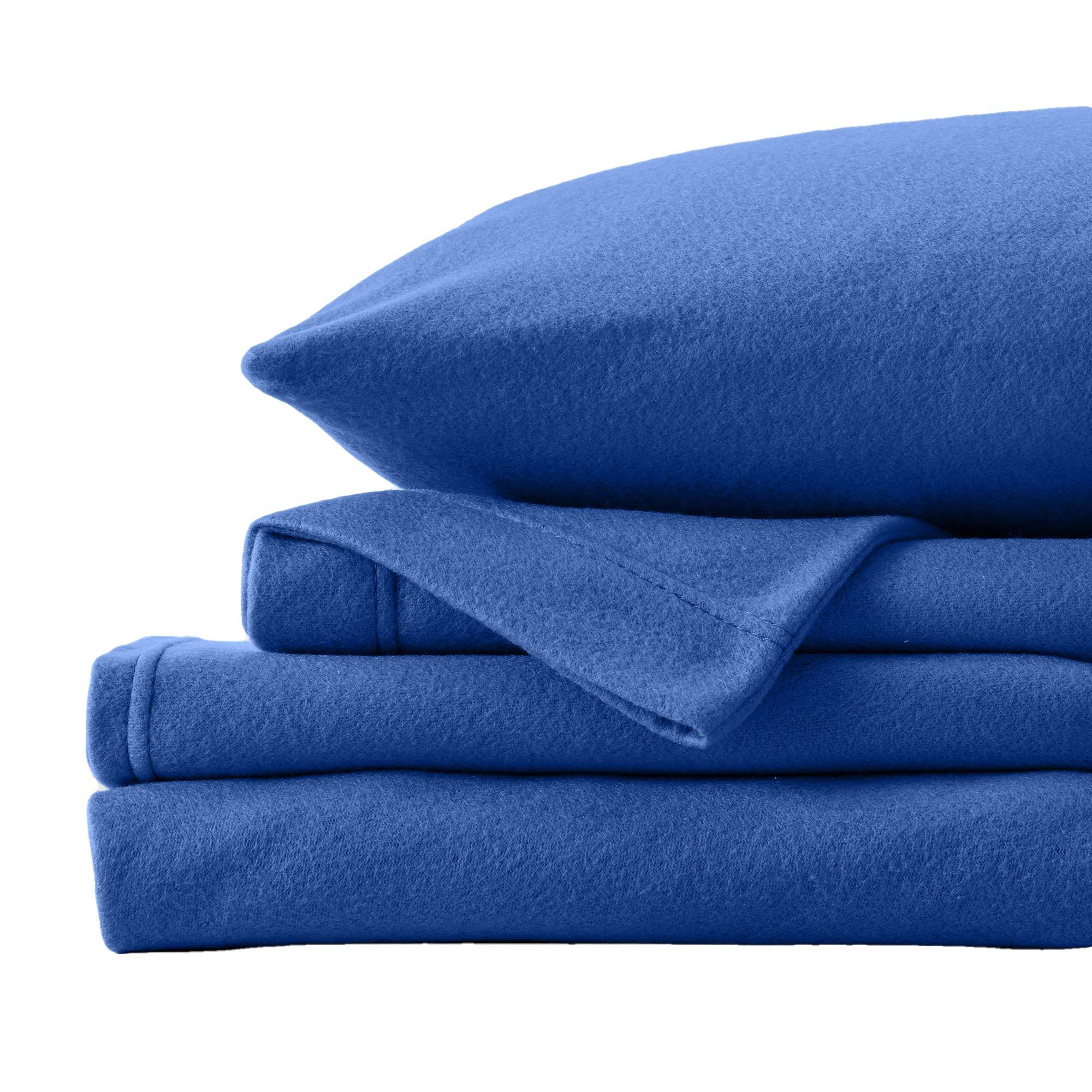 Great Bay Home Christina Solid Fleece Sheet Sets Twin Navy