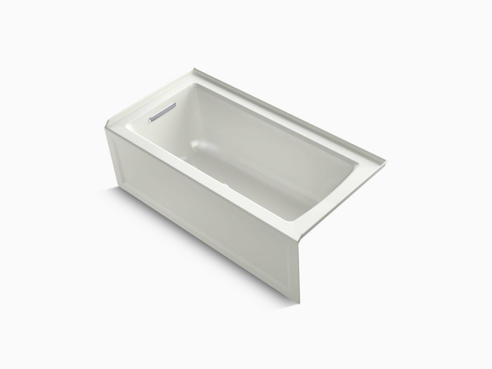 Kohler K-1946-LA Archer 60x22 x 30x22 Alcove Bath with Integral Apron, Integral Flange and Left-Hand Drain Dune
