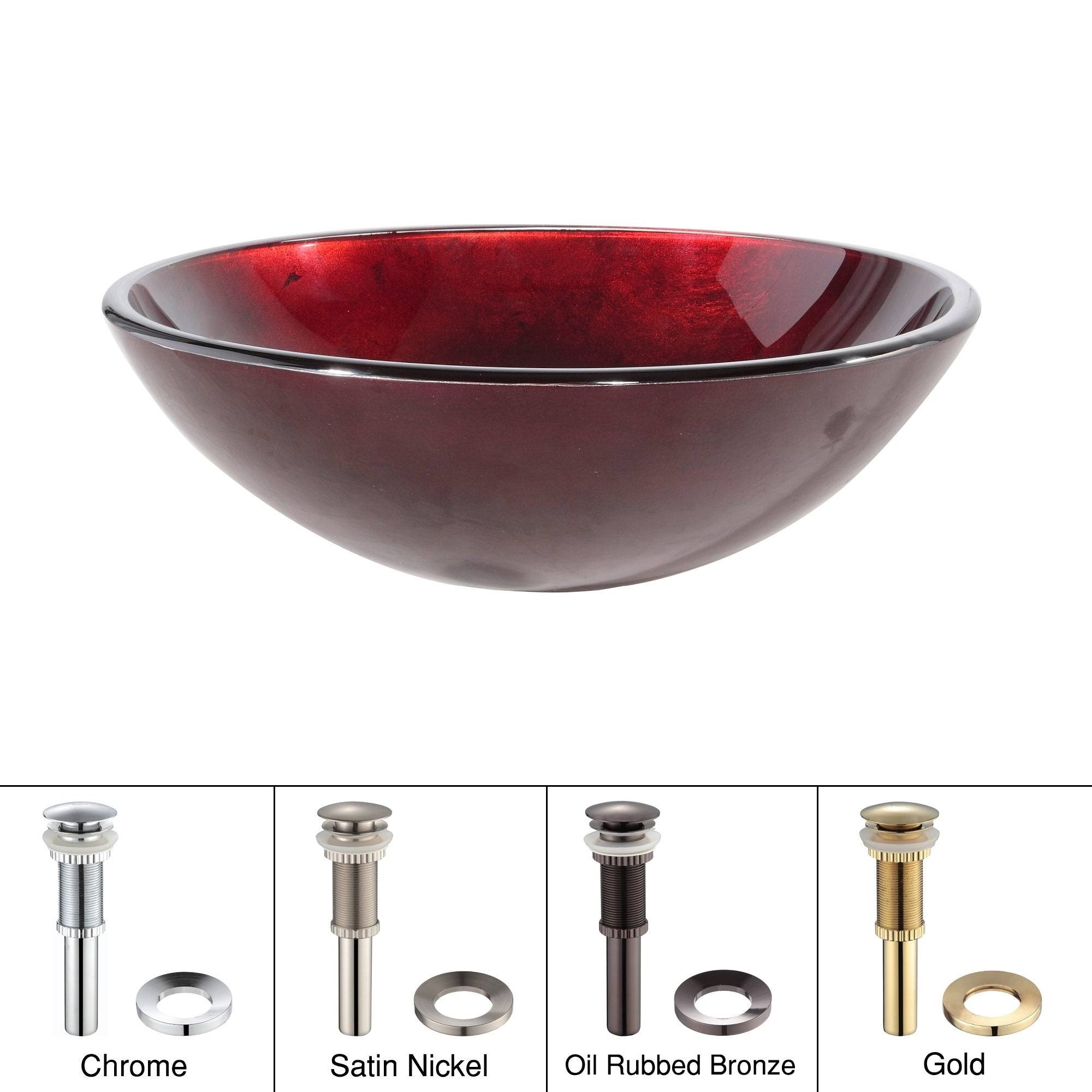 Vessel Sink Kraus GV-200-CH Irruption Red Glass/Chrome