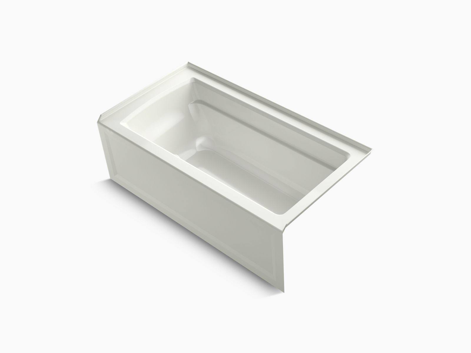 KOHLER K-1123-RA-NY Archer 60x22 X 32x22 Alcove Bath with Integral Apron, Integral Flange and Right-Hand Drain - Dune