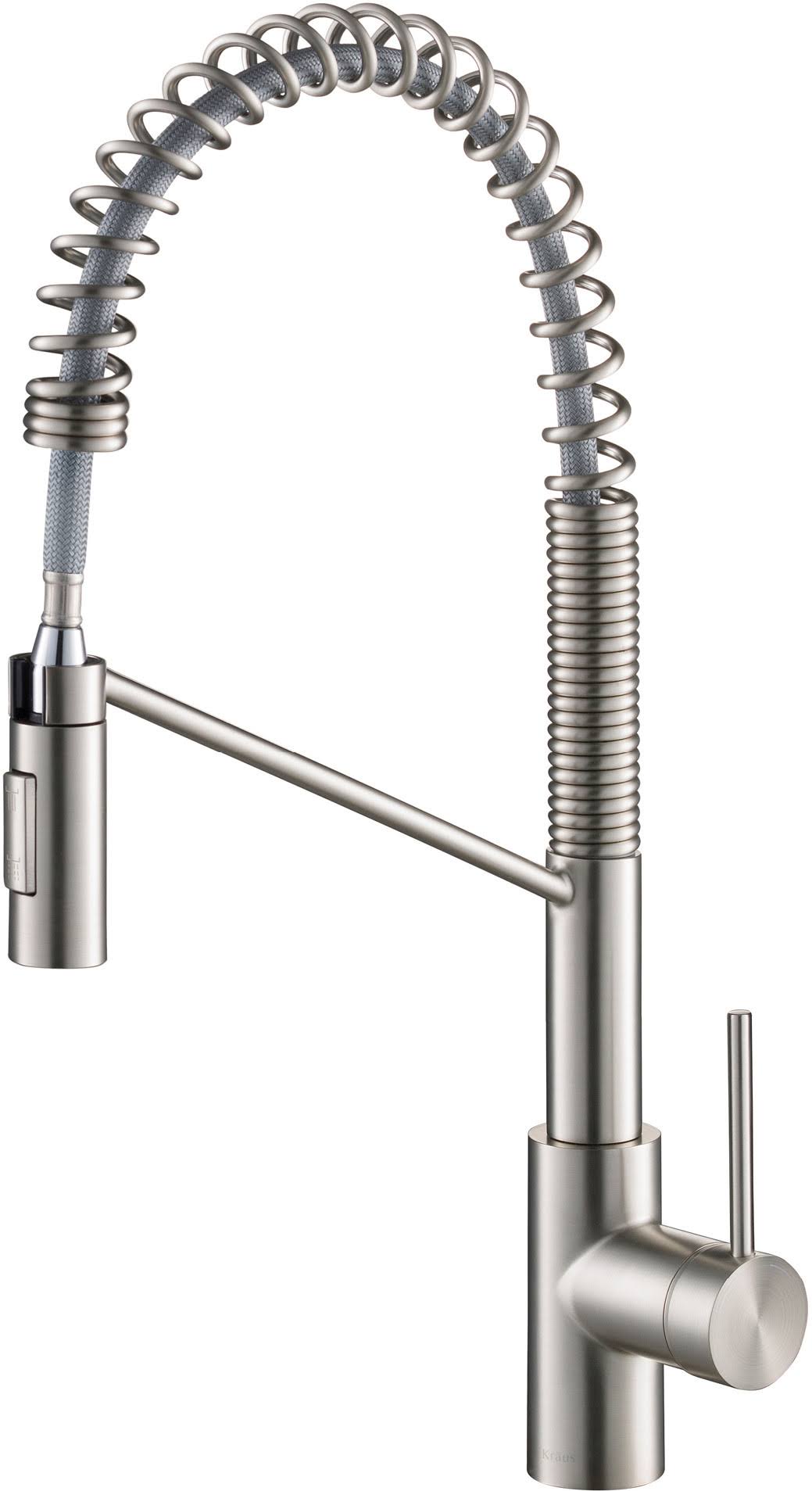 Kraus Oletto Single Handle Pull Down Kitchen Faucet, Spot Free Stainless Steel, Size: 4.25 x 21.75, Silver