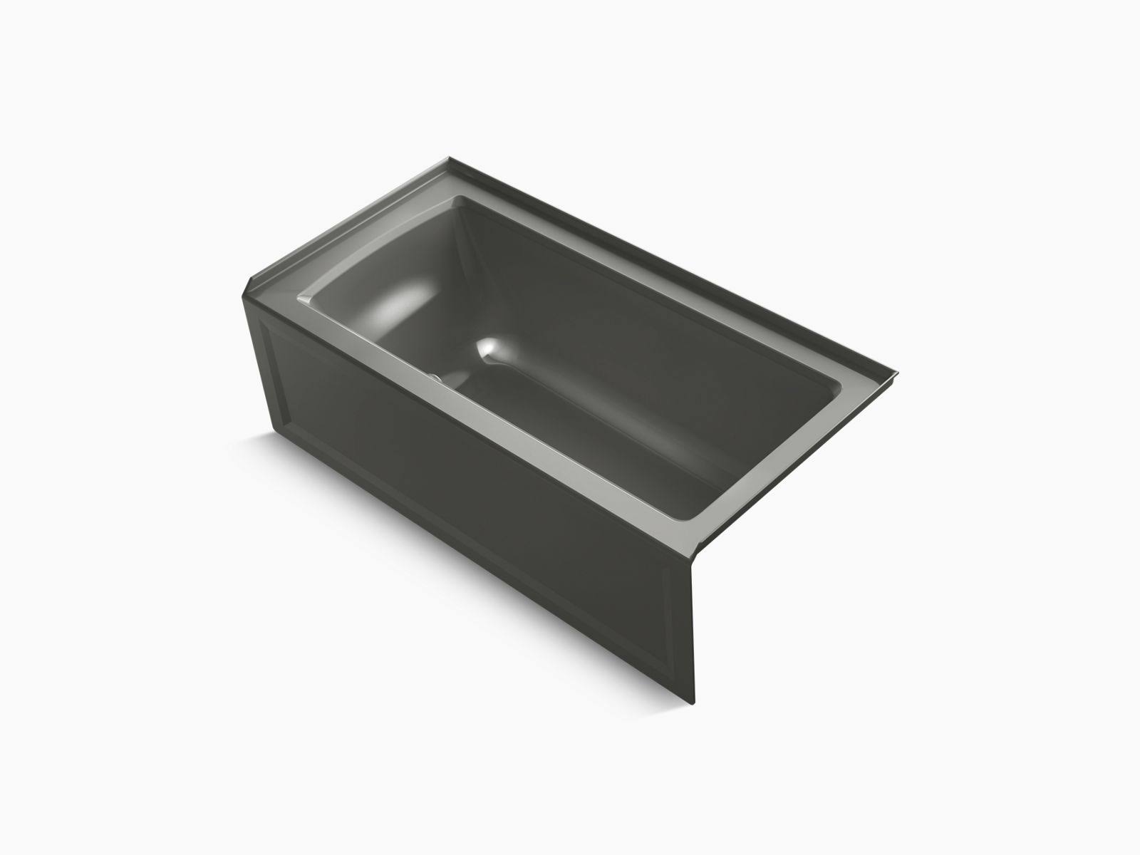Kohler K-1946-RA-58 Thunder Grey Archer 60 inch x 30 inch Alcove Bath with Integral Apron Tile Flange and Right Hand Drain