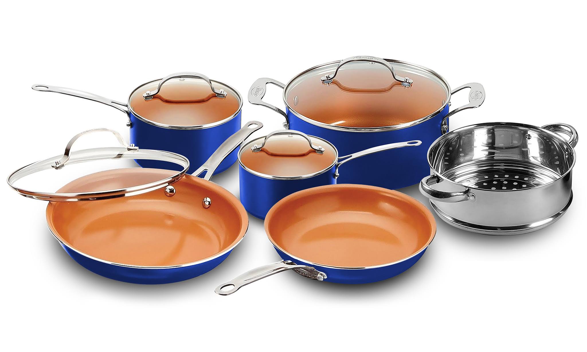 Gotham Steel Non-Stick 10 Piece Cookware Set - Royal Blue