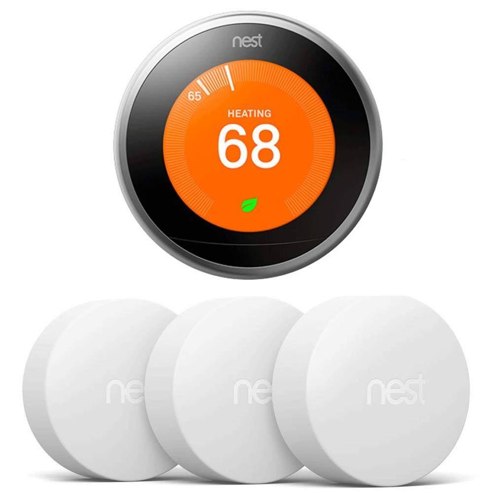 Nest Learning Thermostat 3rd Gen Stainless Steel w/ Nest Temperature Sensor 3 Pack