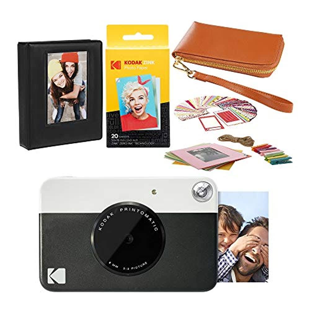 Kodak Printomatic Instant Print Camera (Black) Travel Case Bundle
