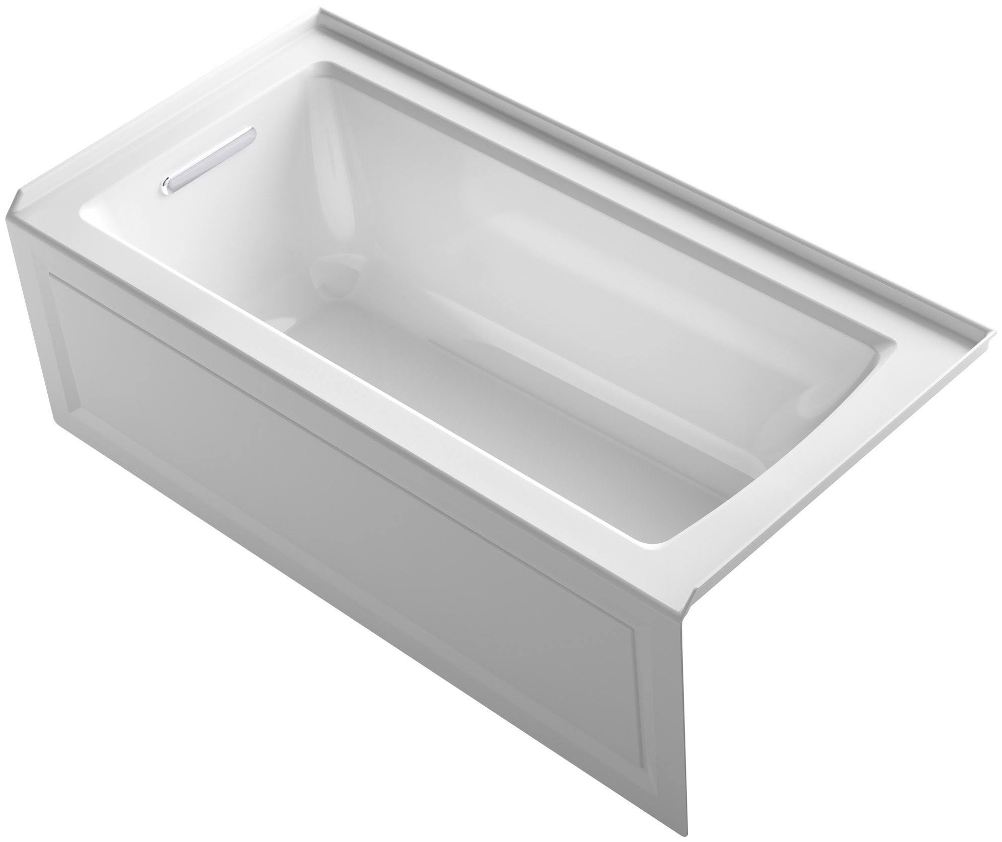 Kohler K-1946-LA-0 Archer 60x22 x 30x22 Alcove Bath with Integral Apron Flange and Left Hand Drain White