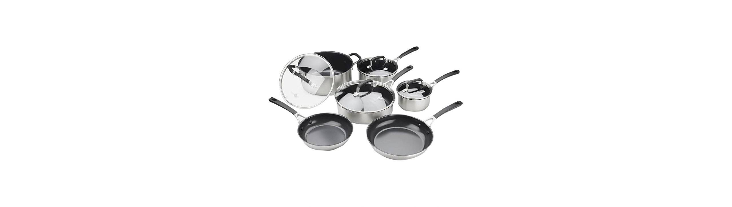 GreenPan 10 Piece Minneapolis Ceramic Non-Stick Cookware Set, Silver