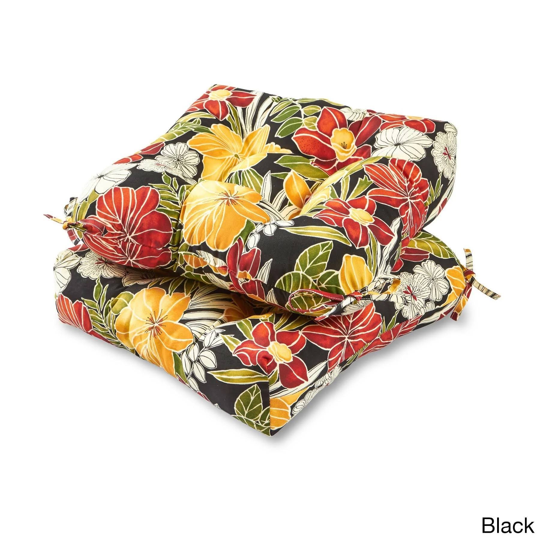 Greendale Home Fashions 20x22 Outdoor Chair Cushion (Set of 2), Aloha Black