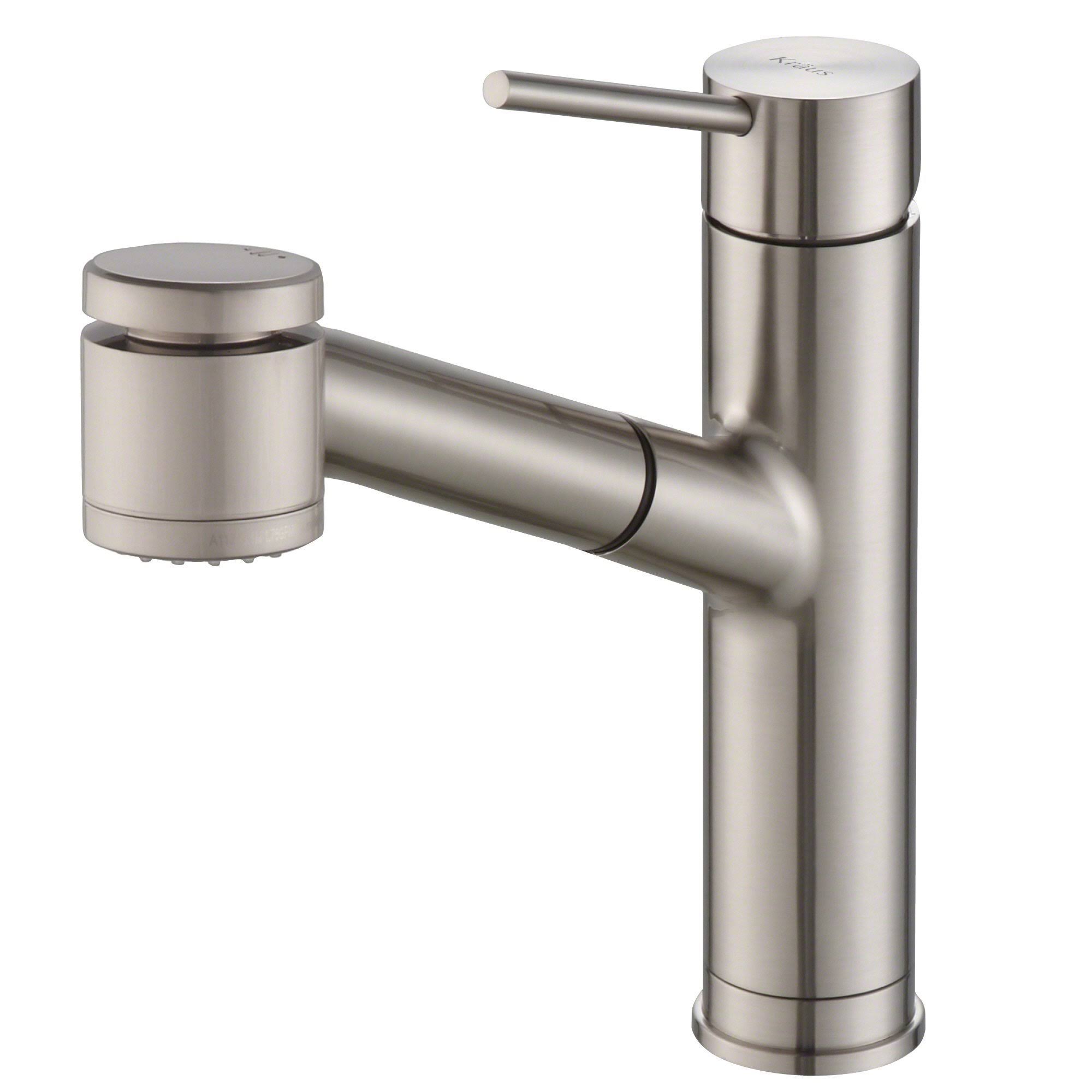 Kraus KPF-2610SFS Spot Free Oletto Single Handle Pull Out Kitchen Faucet in all-Brite Stainless Steel