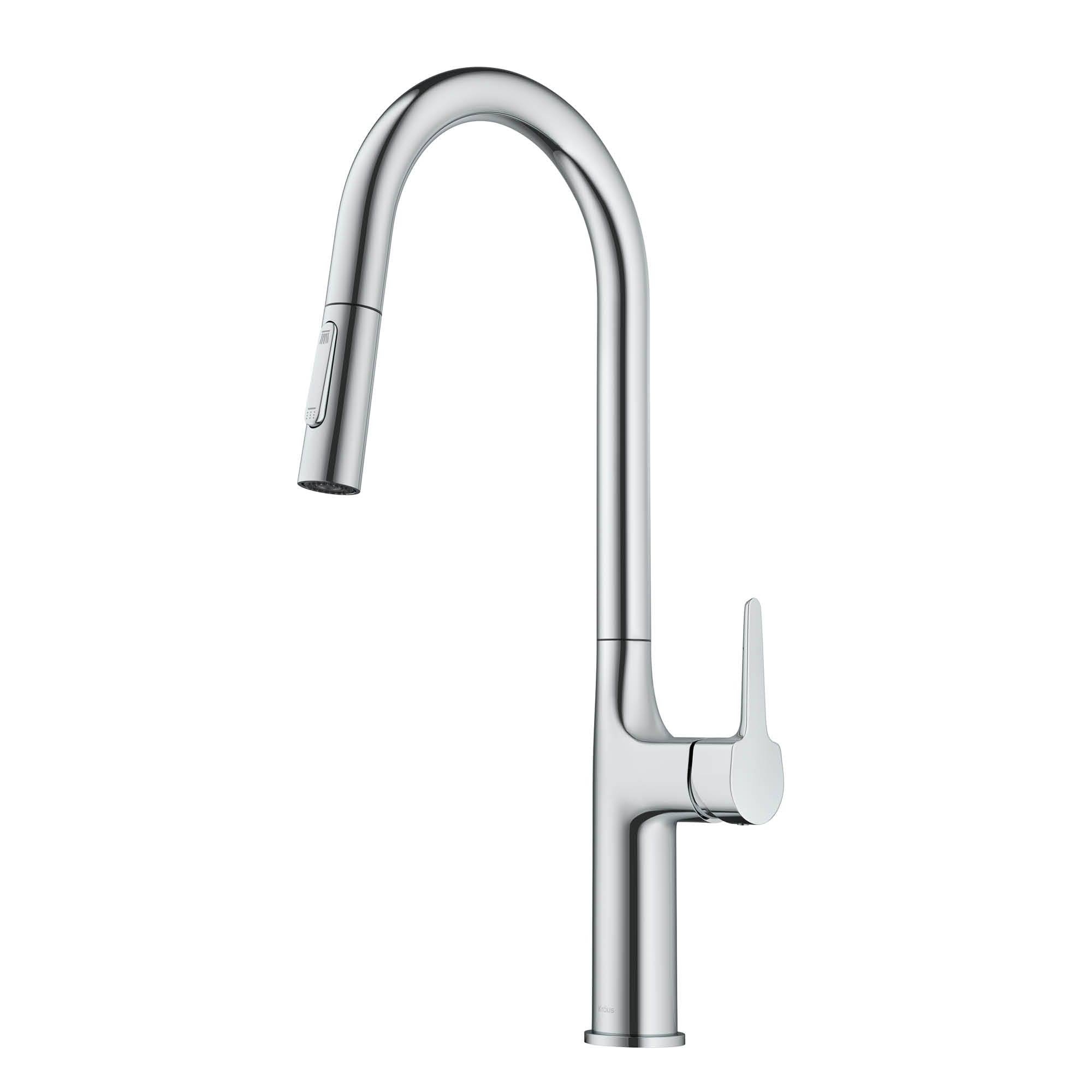 Kraus 19-3/4 inch Tall Oletto Modern Single Handle Pull-Down Kitchen Faucet - Chrome KPF-3101CH