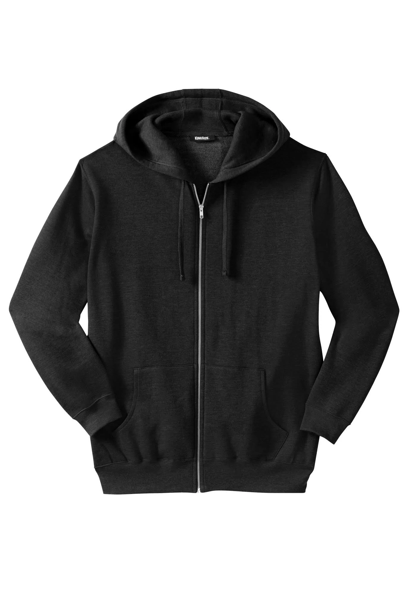 Men&s Big u0026 Tall Fleece Zip-Front Hoodie by KingSize in Black White Heather (Size 4XL)