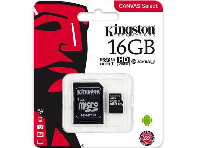 Kingston 16GB Micro SD SDHC microSD Class 10 16g 16 GB Canvas Select Memory Card