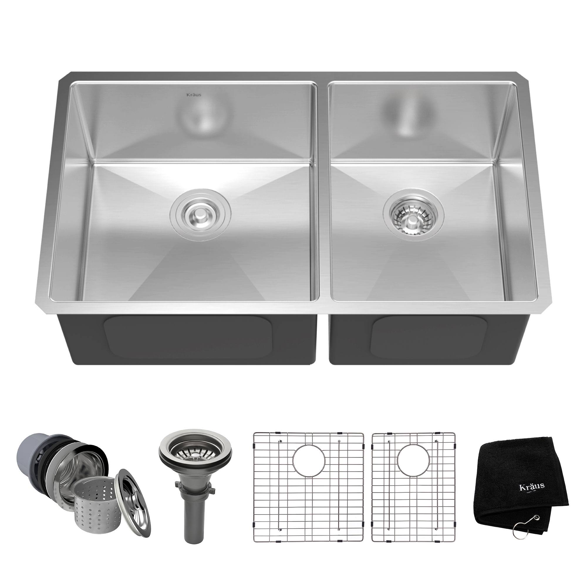 Kraus 33x22 Undermount Double Bowl Kitchen Sink Stainless Steel KHU103-33