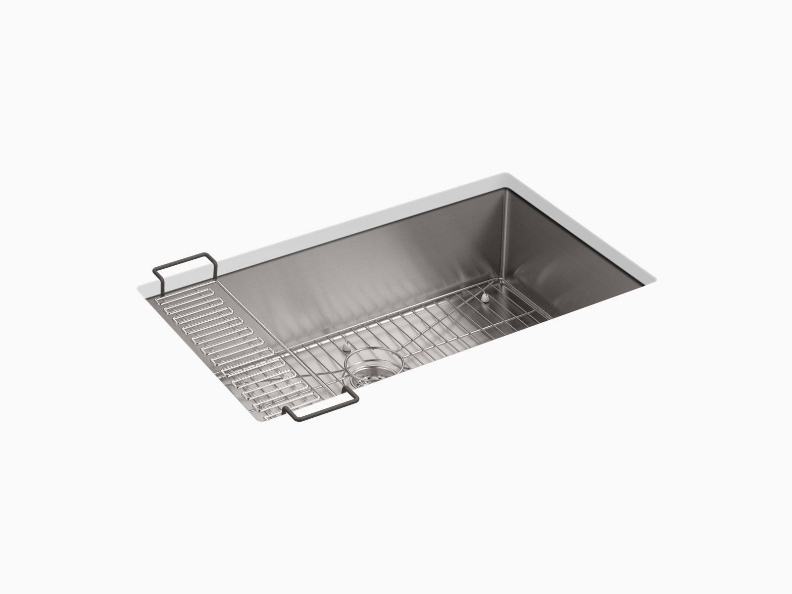 Kohler K-5285-NA Strive 32x22 Undermount Single Bowl Kitchen Sink with Basin Rack
