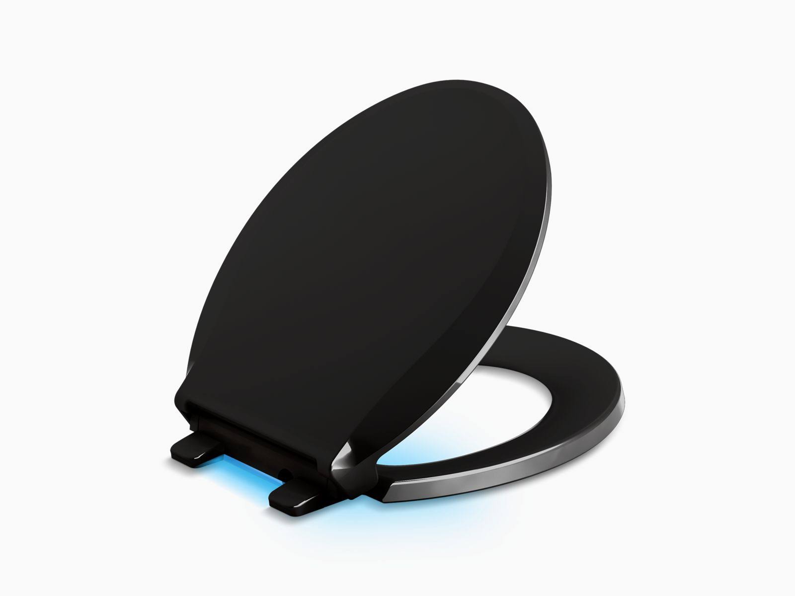 Kohler 75758-7 Cachet Nightlight Quiet-Close with Grip-Tight Round-Front Toilet Seat, Black